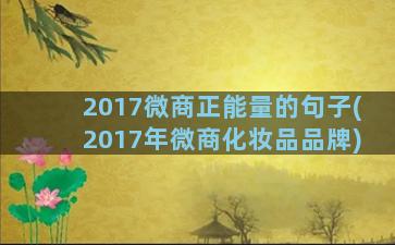 2017微商正能量的句子(2017年微商化妆品品牌)