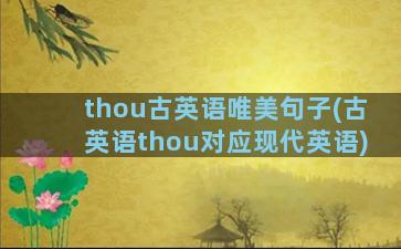 thou古英语唯美句子(古英语thou对应现代英语)