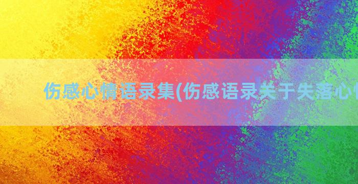 伤感心情语录集(伤感语录关于失落心情短句)