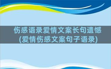 伤感语录爱情文案长句遗憾(爱情伤感文案句子语录)