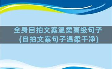 全身自拍文案温柔高级句子(自拍文案句子温柔干净)