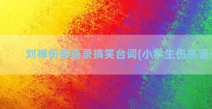 刘禅伤感语录搞笑台词(小学生伤感语录搞笑)