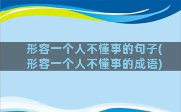 形容一个人不懂事的句子(形容一个人不懂事的成语)