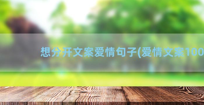 想分开文案爱情句子(爱情文案100句)