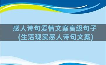 感人诗句爱情文案高级句子(生活现实感人诗句文案)