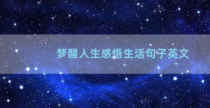 梦醒人生感悟生活句子英文