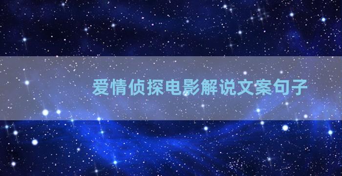 爱情侦探电影解说文案句子