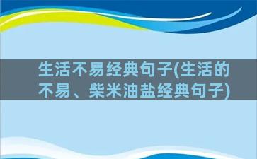 生活不易经典句子(生活的不易、柴米油盐经典句子)