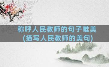 称呼人民教师的句子唯美(描写人民教师的美句)