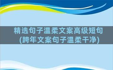 精选句子温柔文案高级短句(跨年文案句子温柔干净)