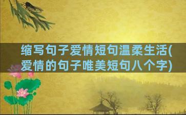 缩写句子爱情短句温柔生活(爱情的句子唯美短句八个字)