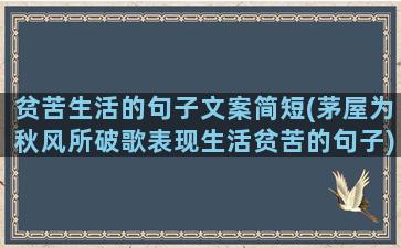 贫苦生活的句子文案简短(茅屋为秋风所破歌表现生活贫苦的句子)