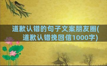 道歉认错的句子文案朋友圈(道歉认错挽回信1000字)