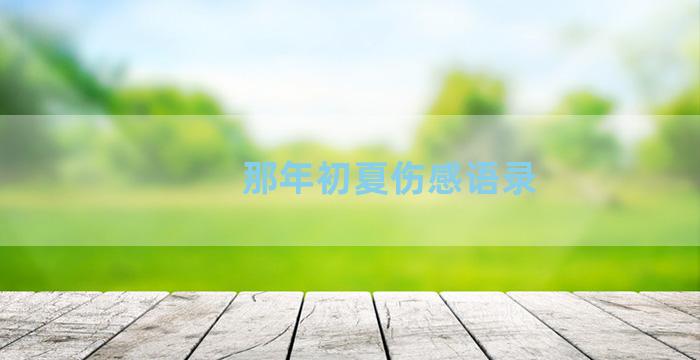 那年初夏伤感语录