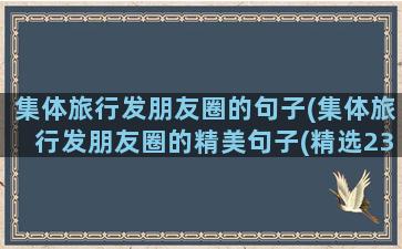 集体旅行发朋友圈的句子(集体旅行发朋友圈的精美句子(精选230句))